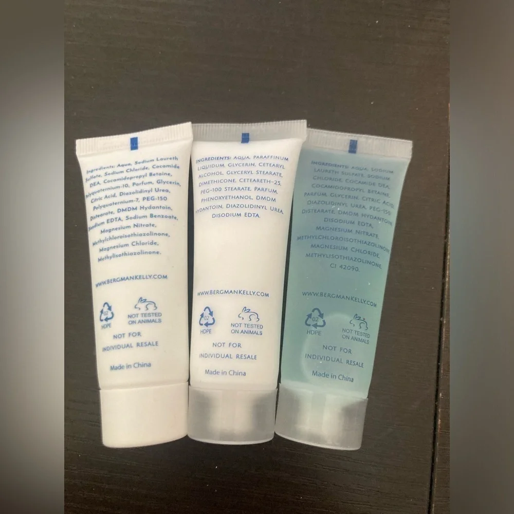 4/$25 Bergman Kelly Travel set. 3 piece set. Perfect for travel. Each 1 oz